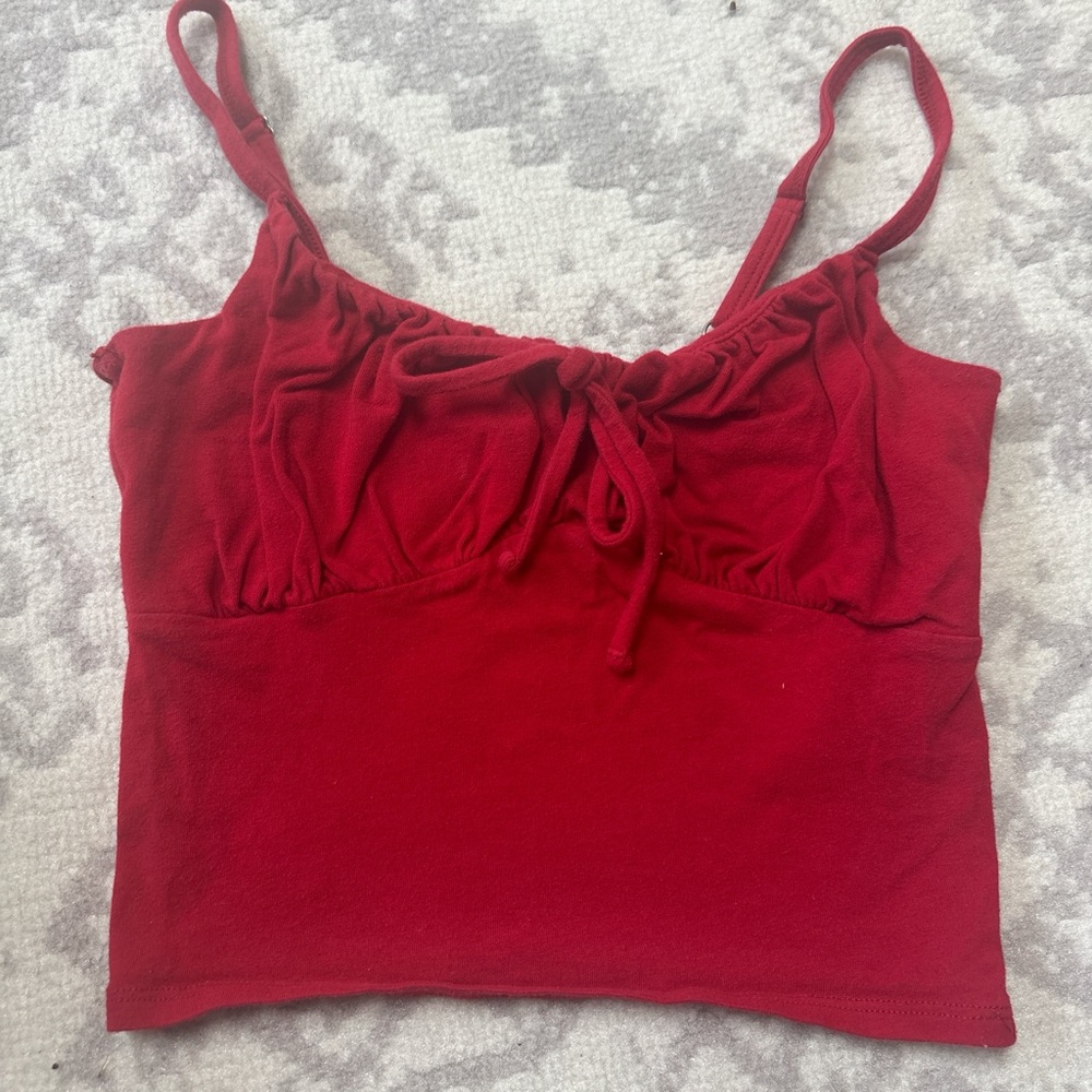 Red Drawstring Cami Tank Top - Women's